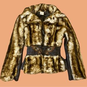 Rare Vintage Miss Sixty Faux Fur Butterfly Coat